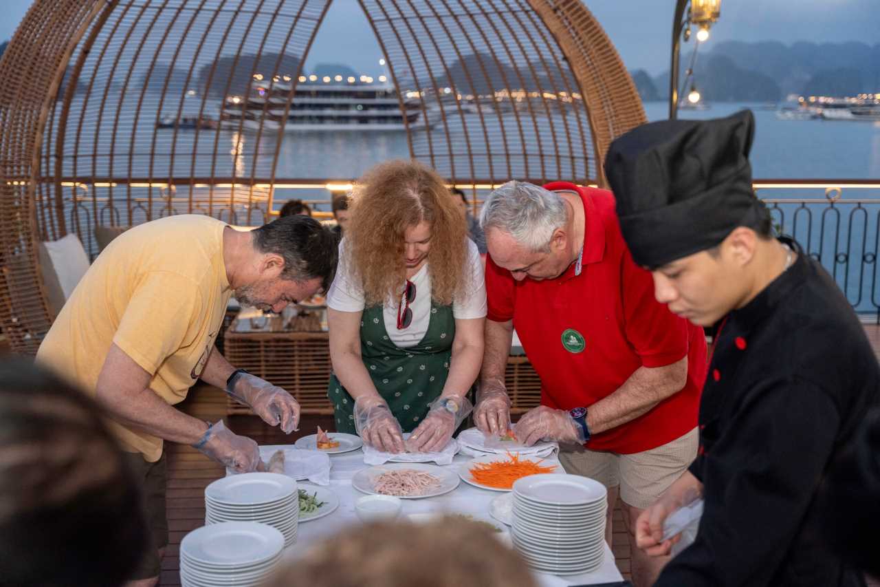 Cooking class on Indochine Grand Cruise. Photo by Indochina Sails.